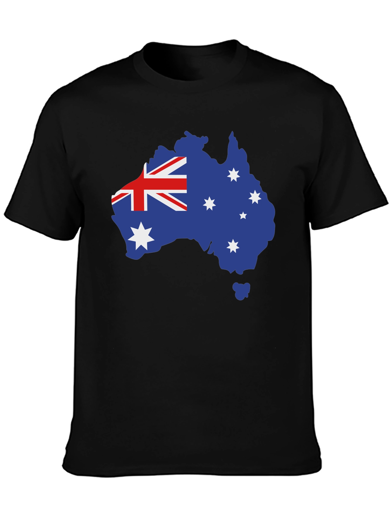 Australia Flag Map T-Shirt - Black Crew Neck