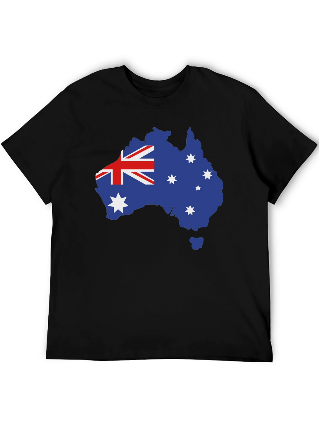 Australia Flag Map T-Shirt - Black Crew Neck