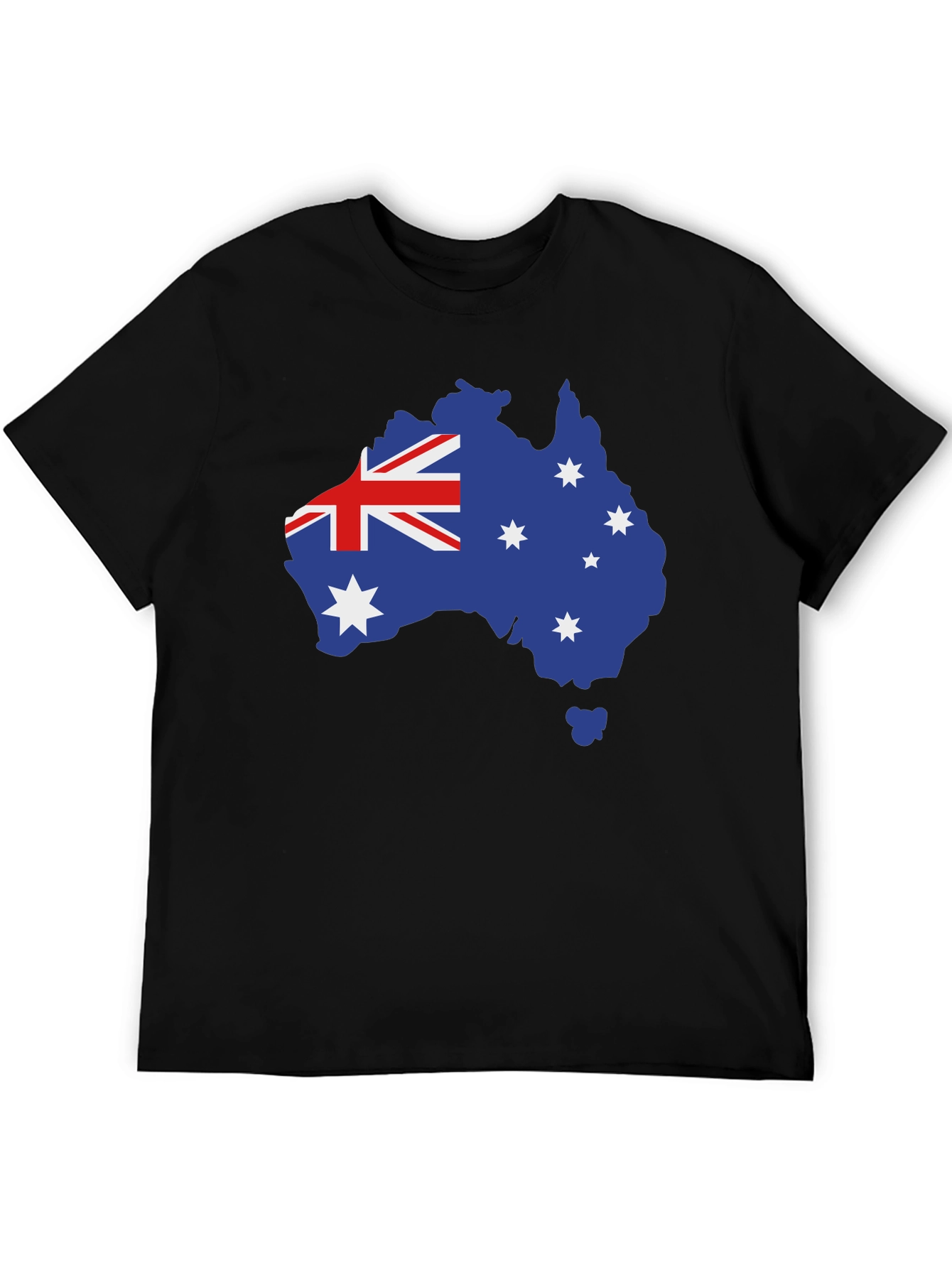 Australia Flag Map T-Shirt - Black Crew Neck