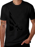 Black Graphic Tee - Fist Holding Lightning Bolts