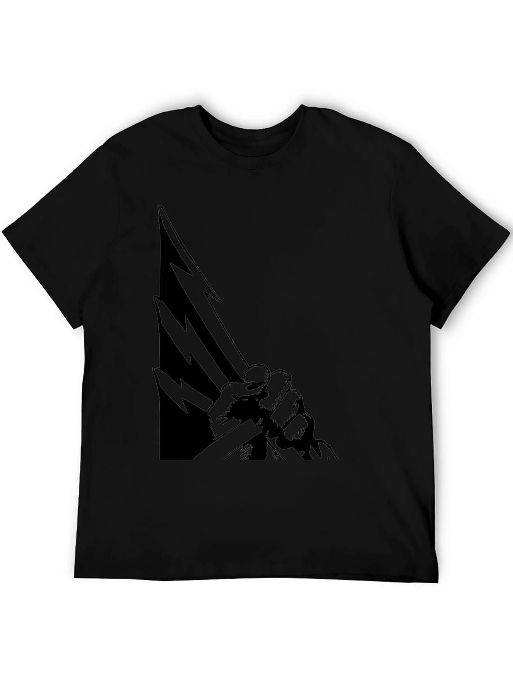 Black Graphic Tee - Fist Holding Lightning Bolts