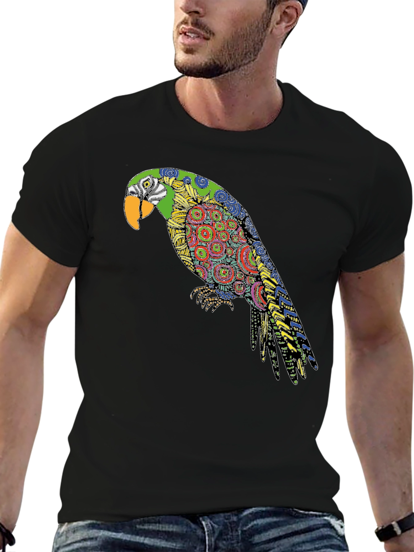 Parrot Graphic Black T-Shirt