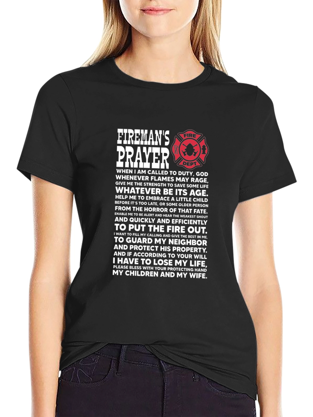 Firemans Prayer Black T-Shirt