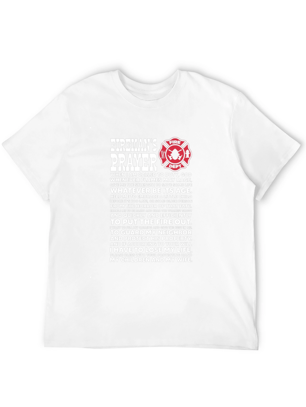 Firemans Prayer Black T-Shirt