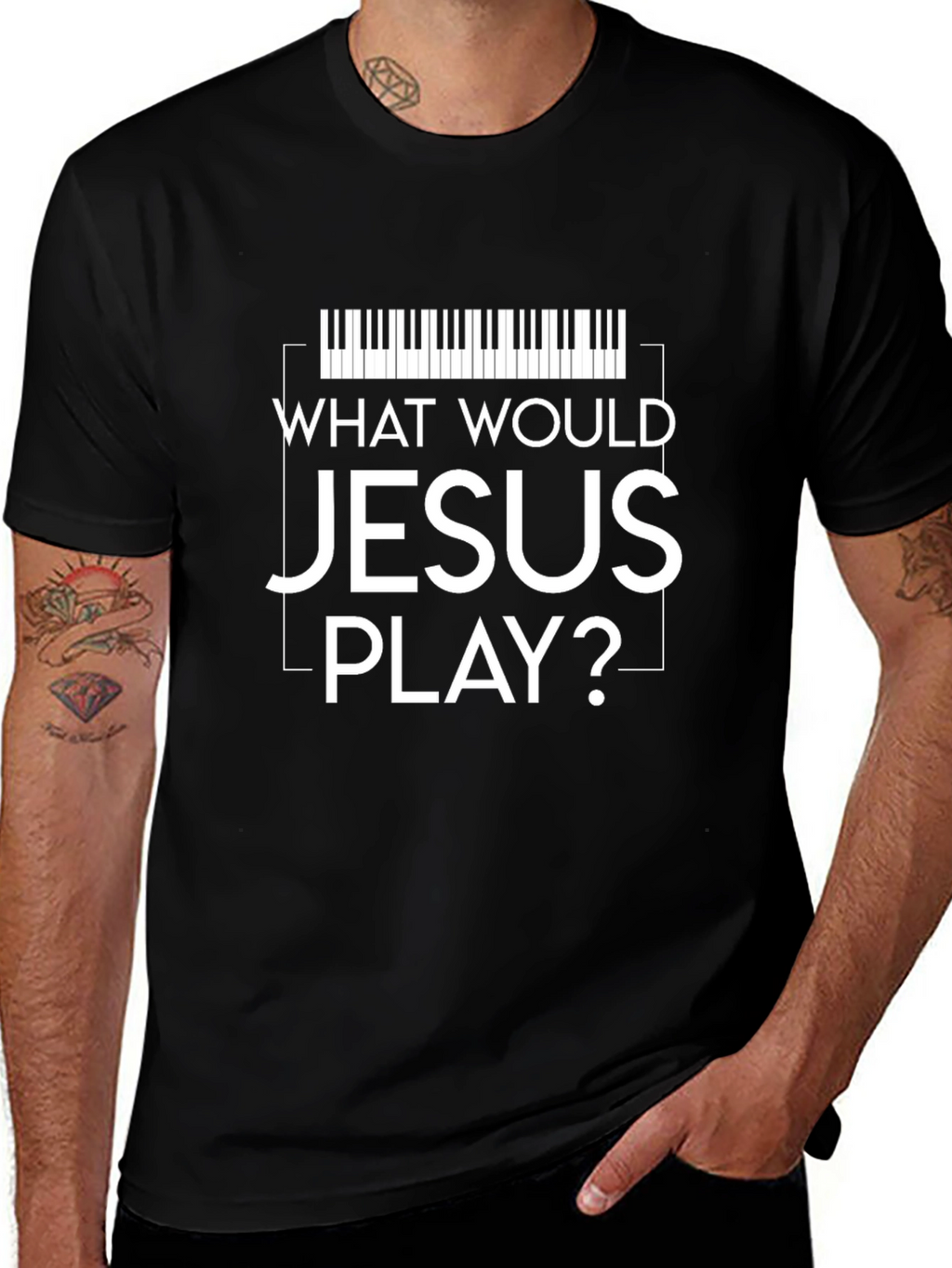 What Would Jesus Play Piano Keyboard T-Shirt