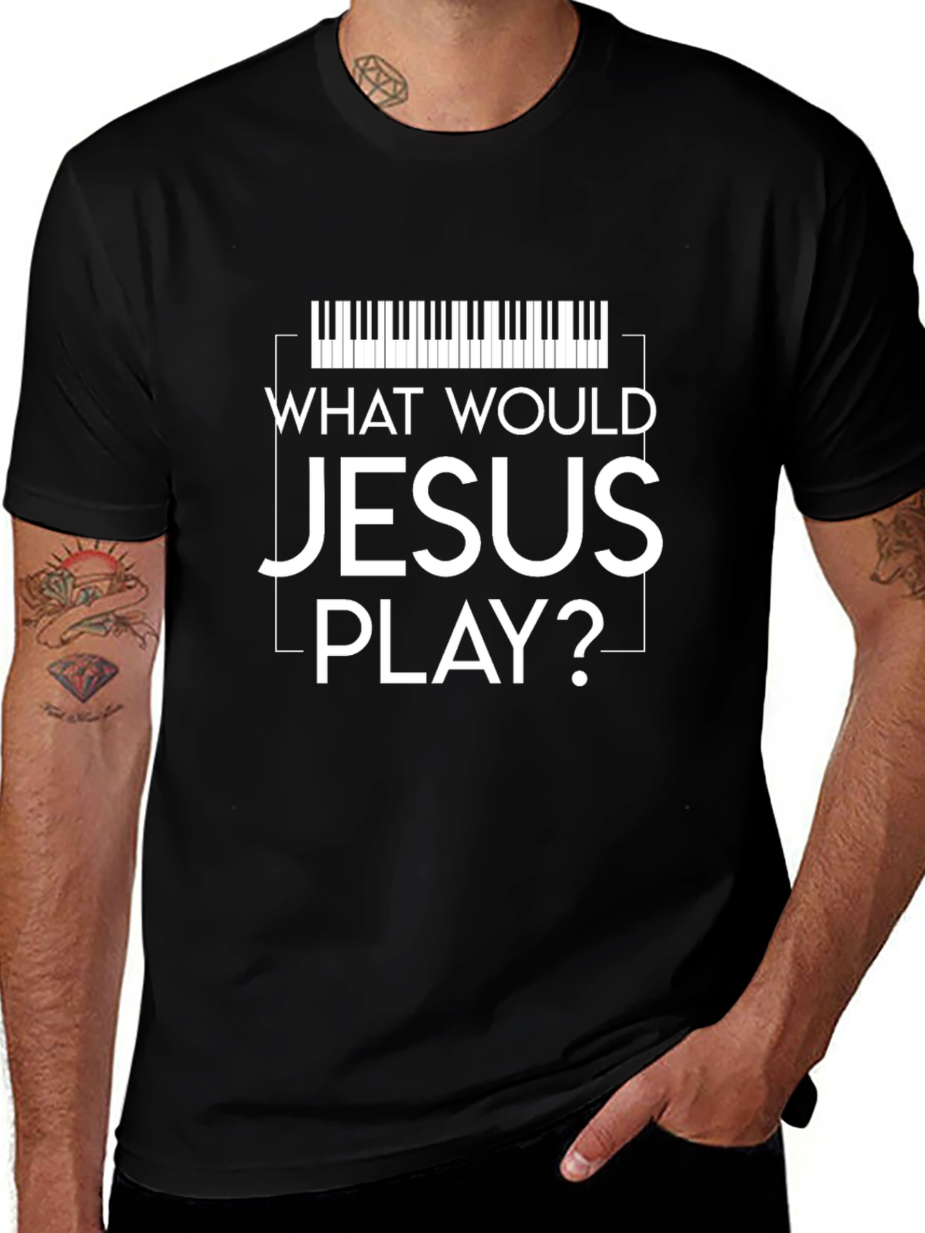 What Would Jesus Play Piano Keyboard T-Shirt