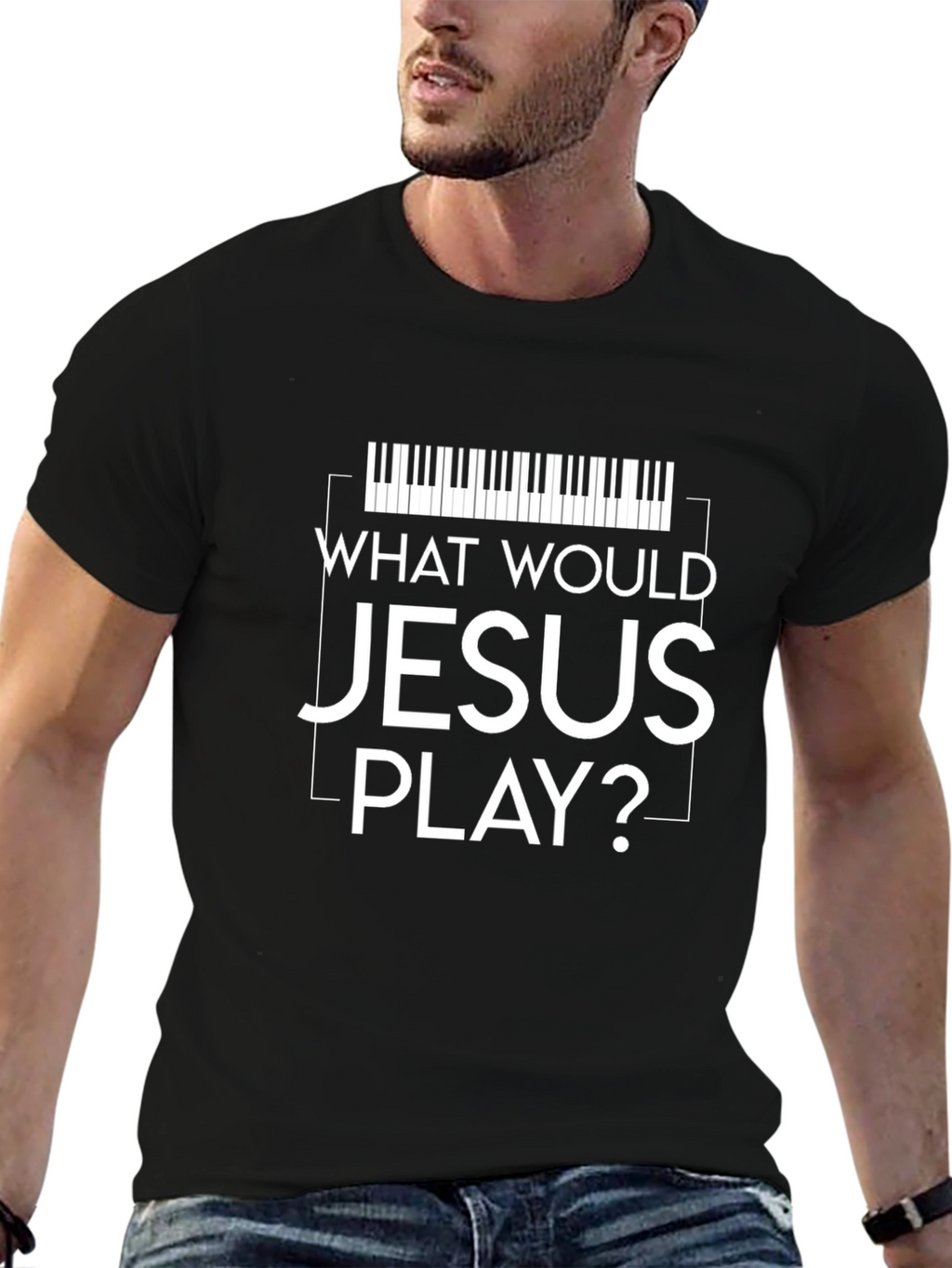 What Would Jesus Play Piano Keyboard T-Shirt
