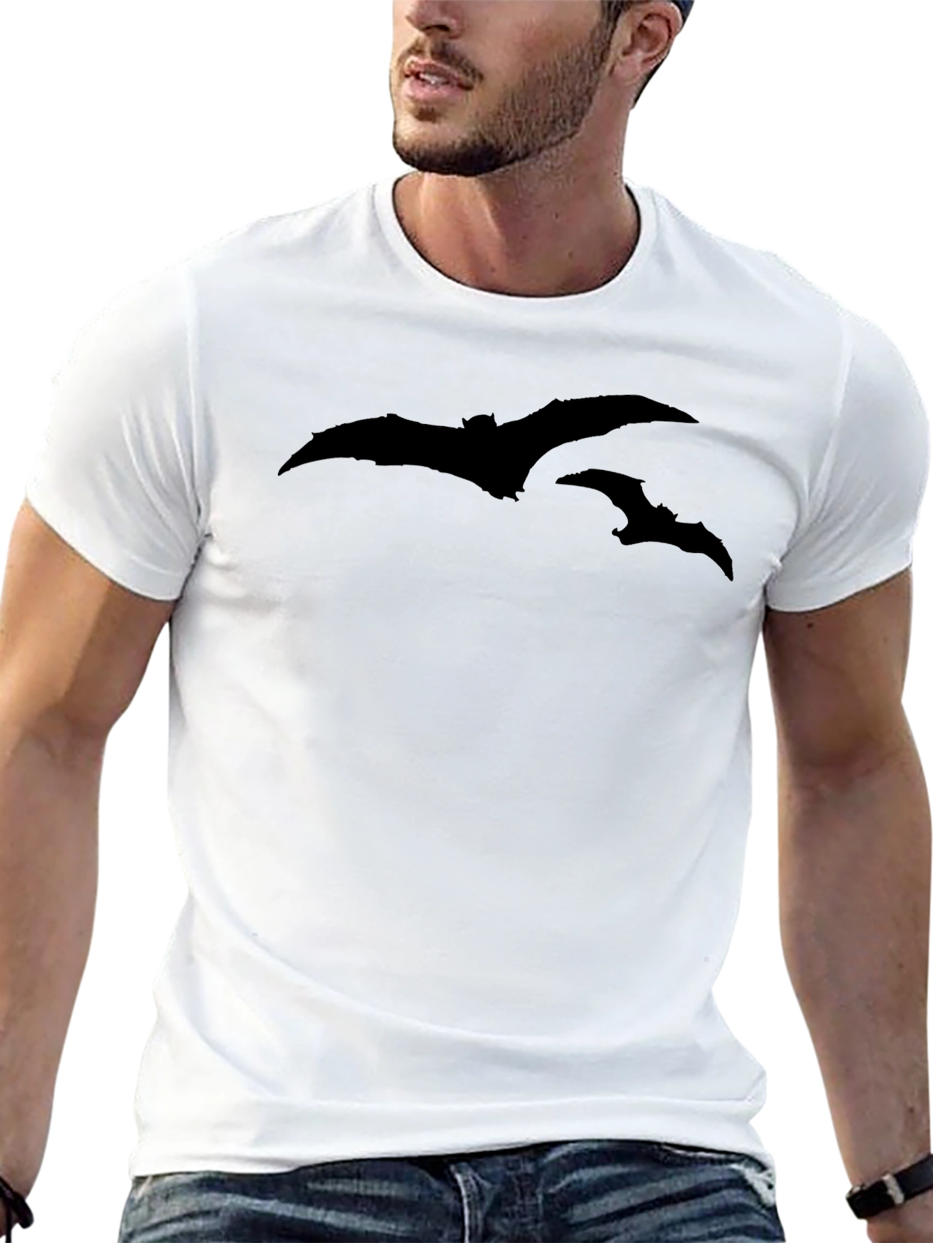 Bats Graphic Tee - Black Cotton T-Shirt