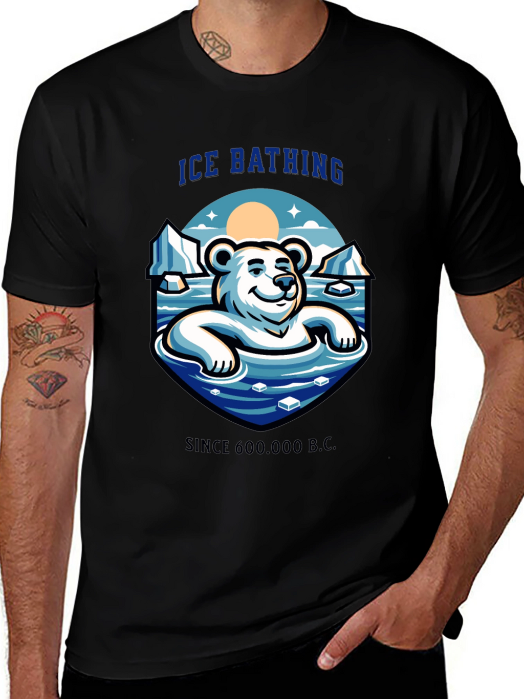 Ice Bathing Polar Bear Graphic T-Shirt