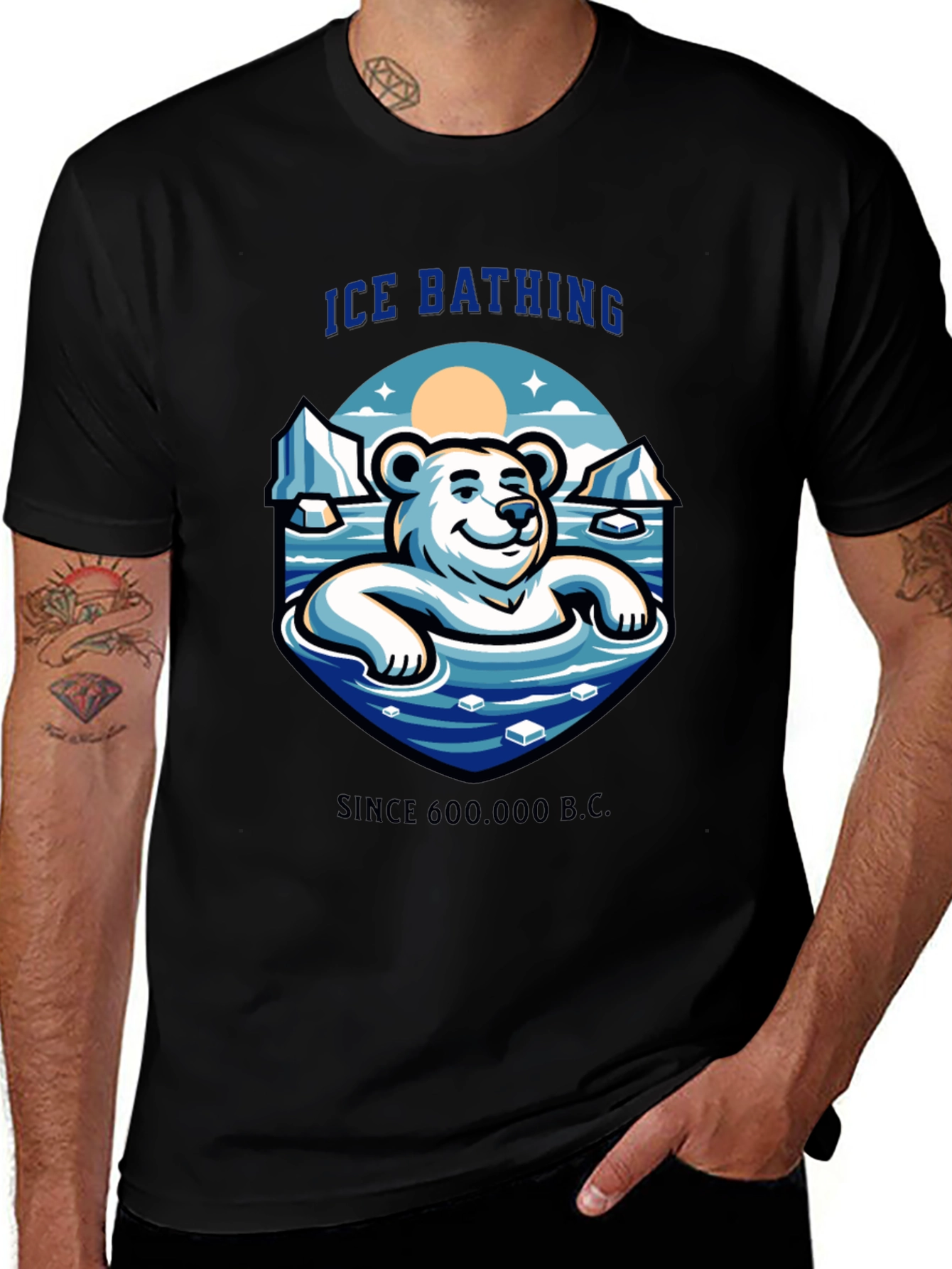 Ice Bathing Polar Bear Graphic T-Shirt