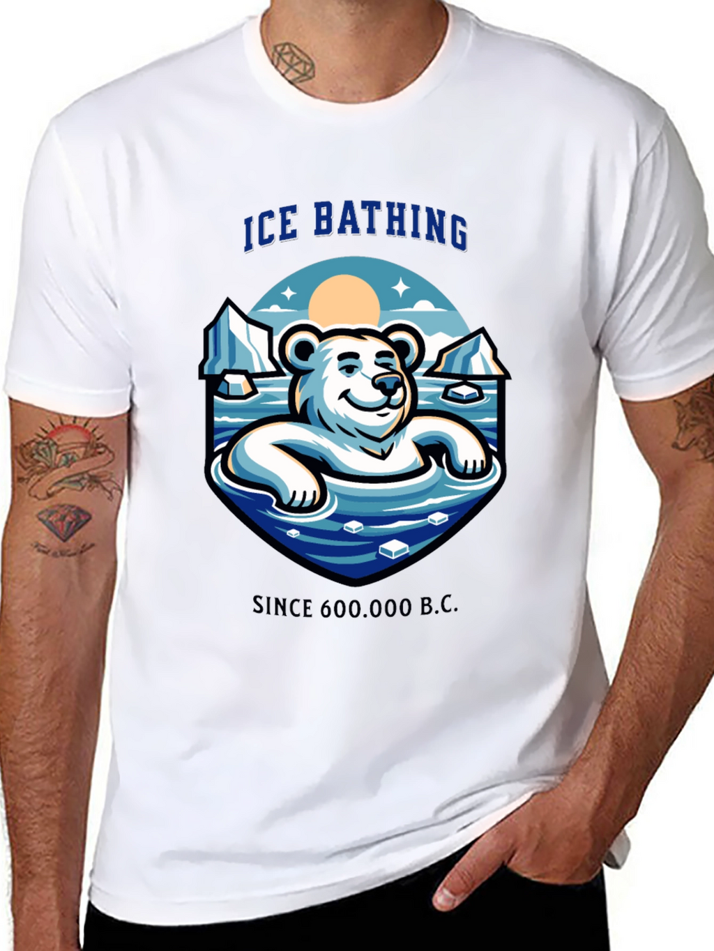 Ice Bathing Polar Bear Graphic T-Shirt