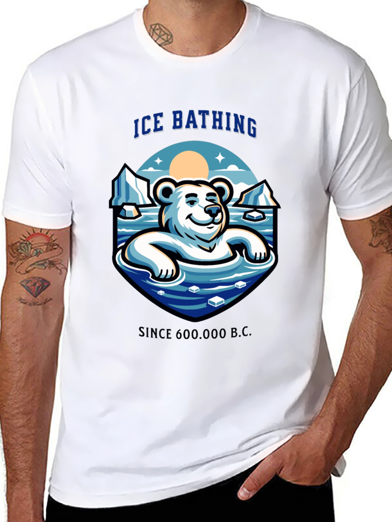 Ice Bathing Polar Bear Graphic T-Shirt