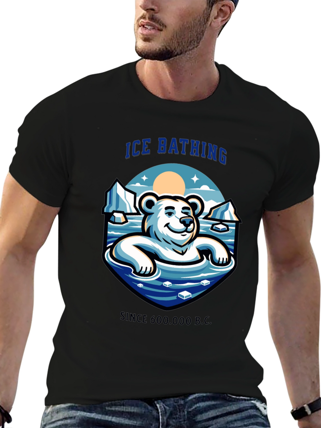 Ice Bathing Polar Bear Graphic T-Shirt