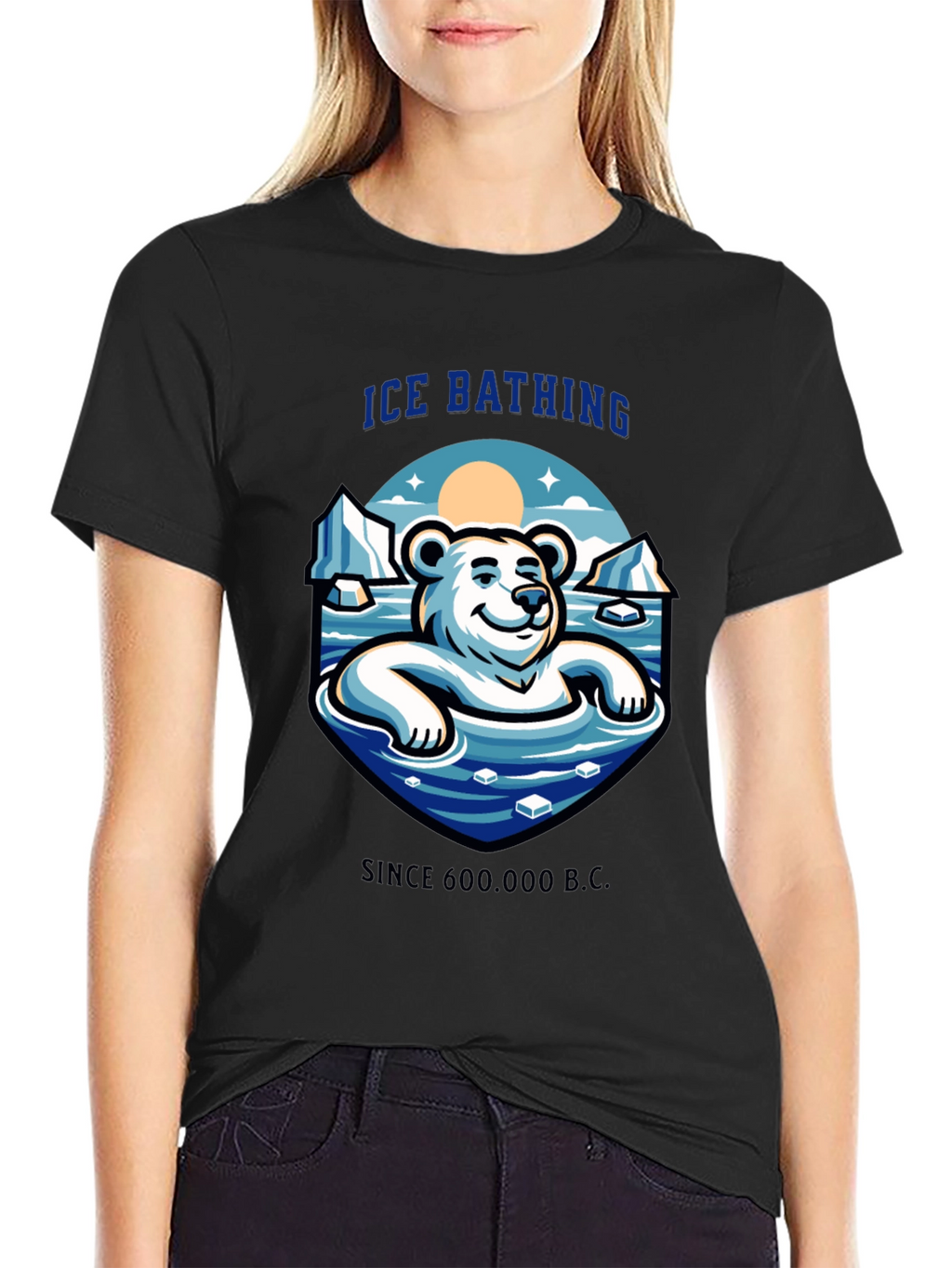 Ice Bathing Polar Bear Graphic T-Shirt