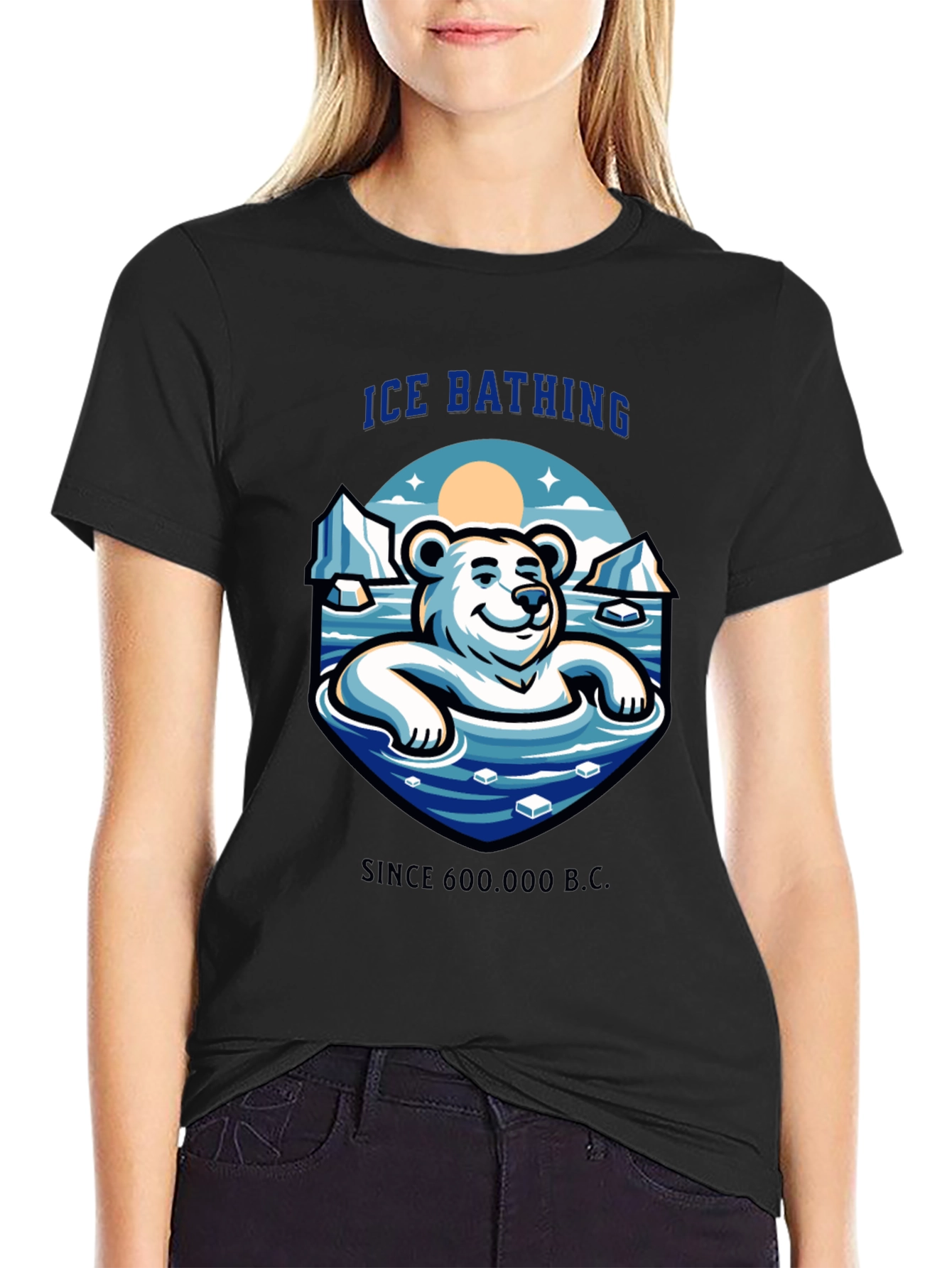 Ice Bathing Polar Bear Graphic T-Shirt