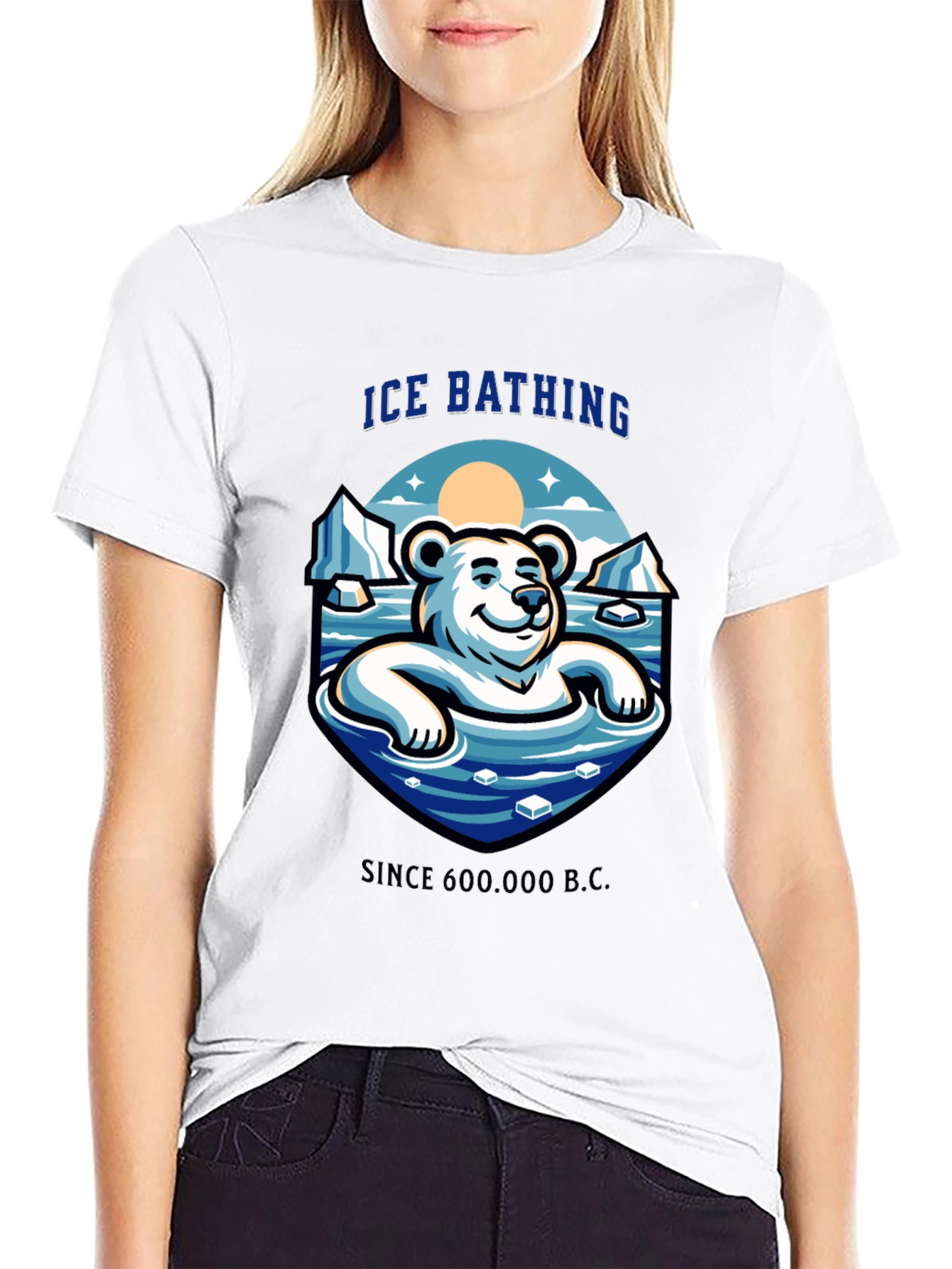 Ice Bathing Polar Bear Graphic T-Shirt