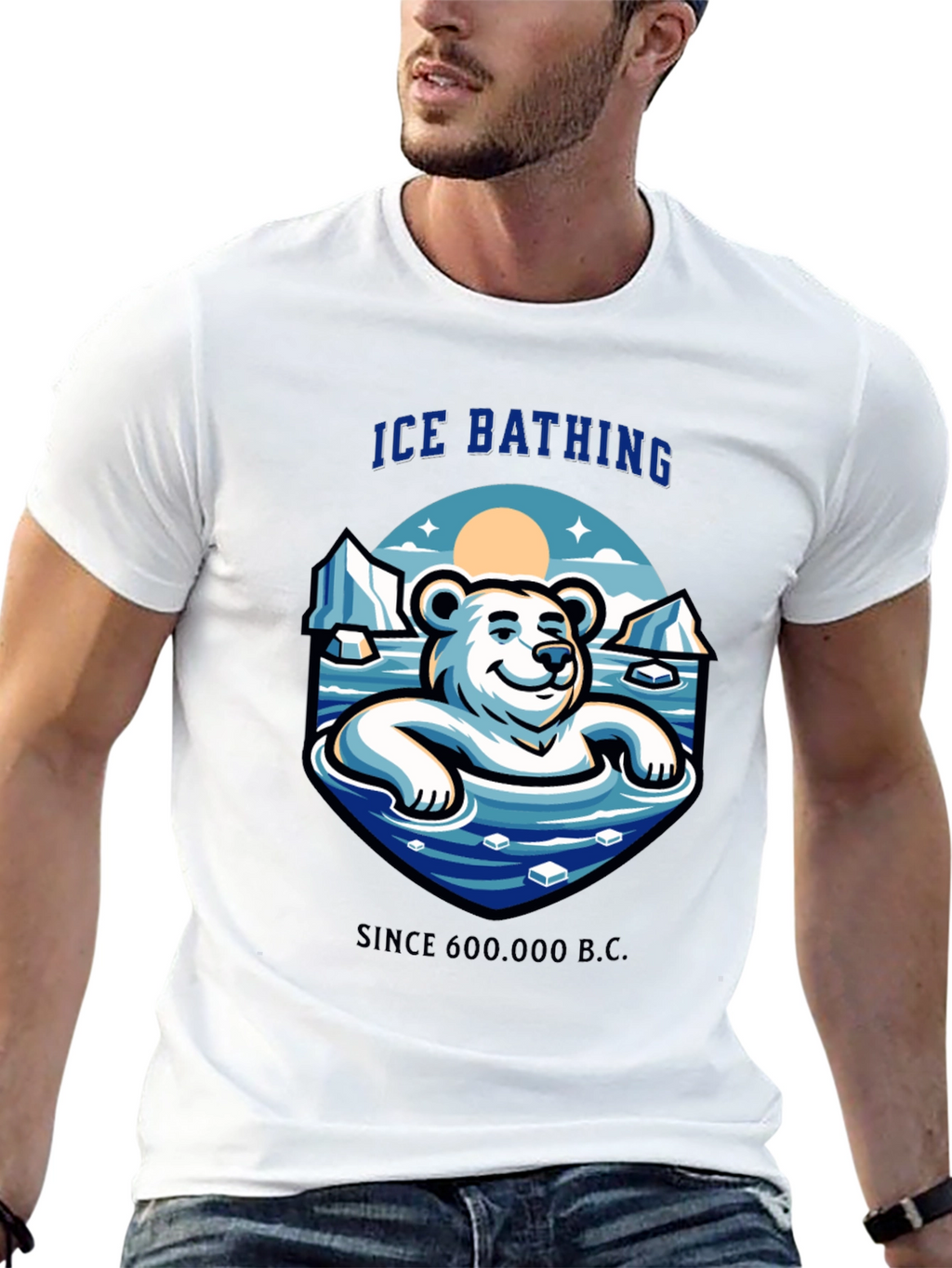 Ice Bathing Polar Bear Graphic T-Shirt