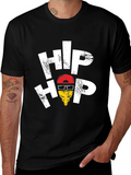 Hip Hop Graphic Tee - Trendy Black T-Shirt
