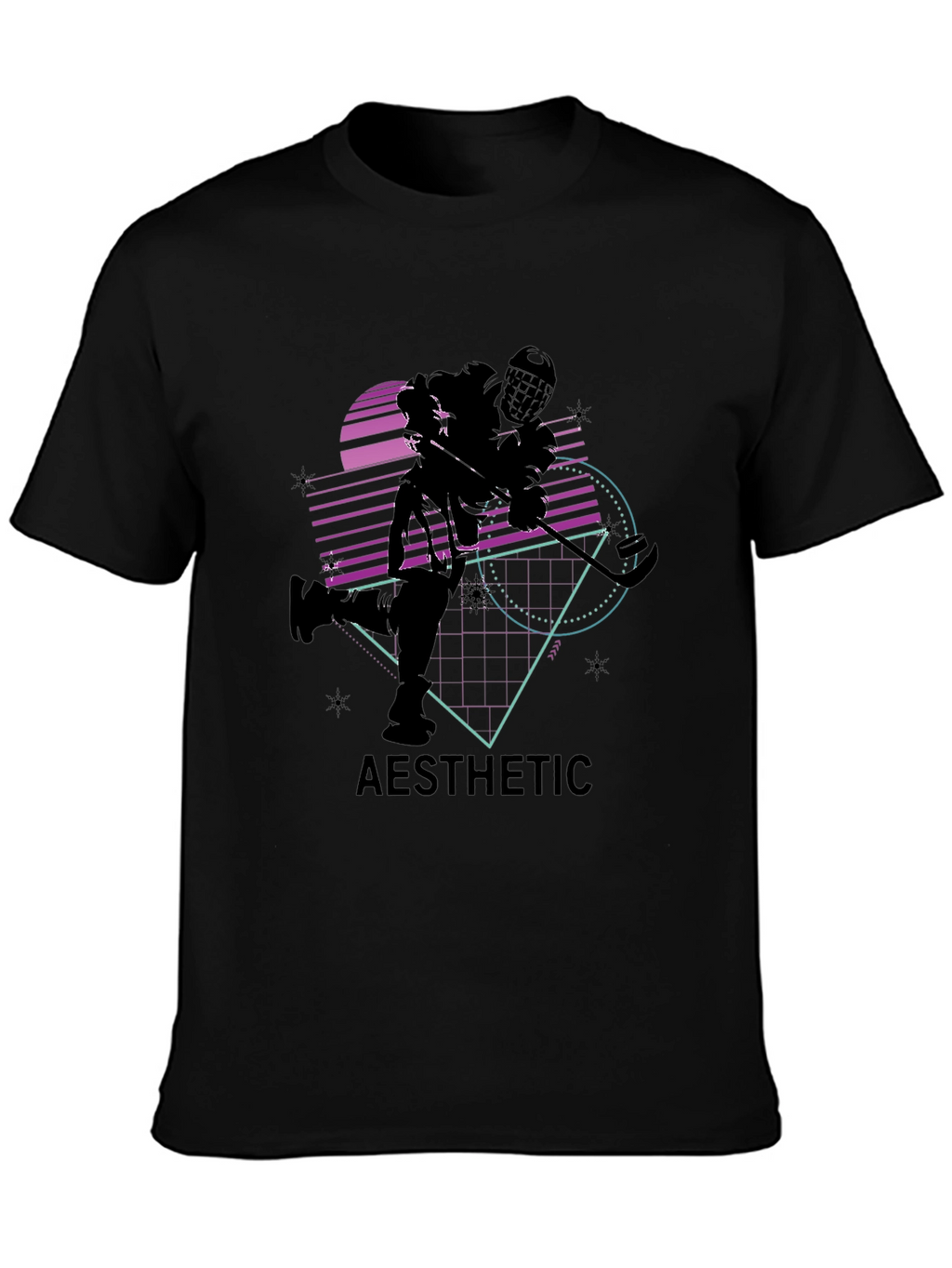 Aesthetic Hockey Graphic Tee - Black