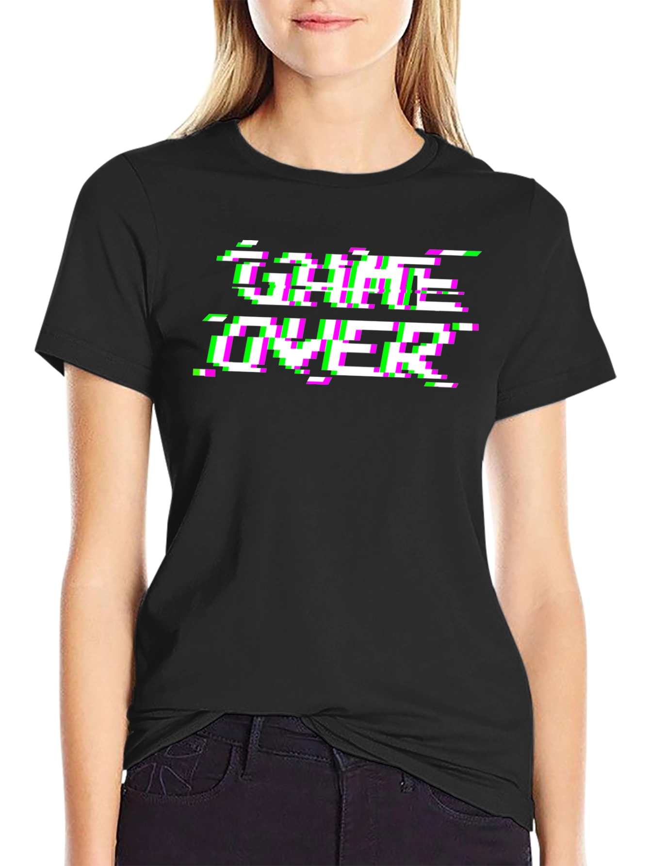 Game Over Glitch T-Shirt - Black Graphic Tee