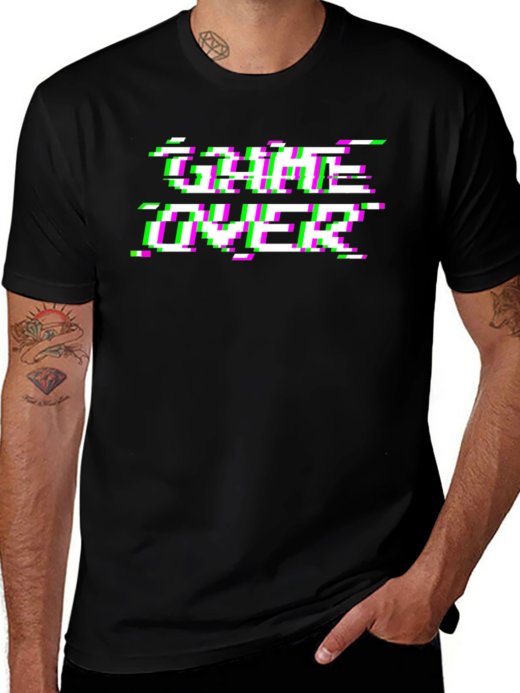 Game Over Glitch T-Shirt - Black Graphic Tee