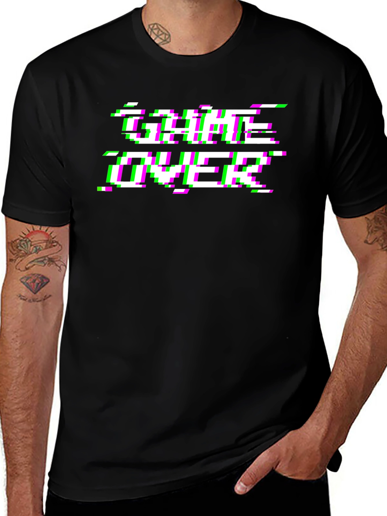 Game Over Glitch T-Shirt - Black Graphic Tee