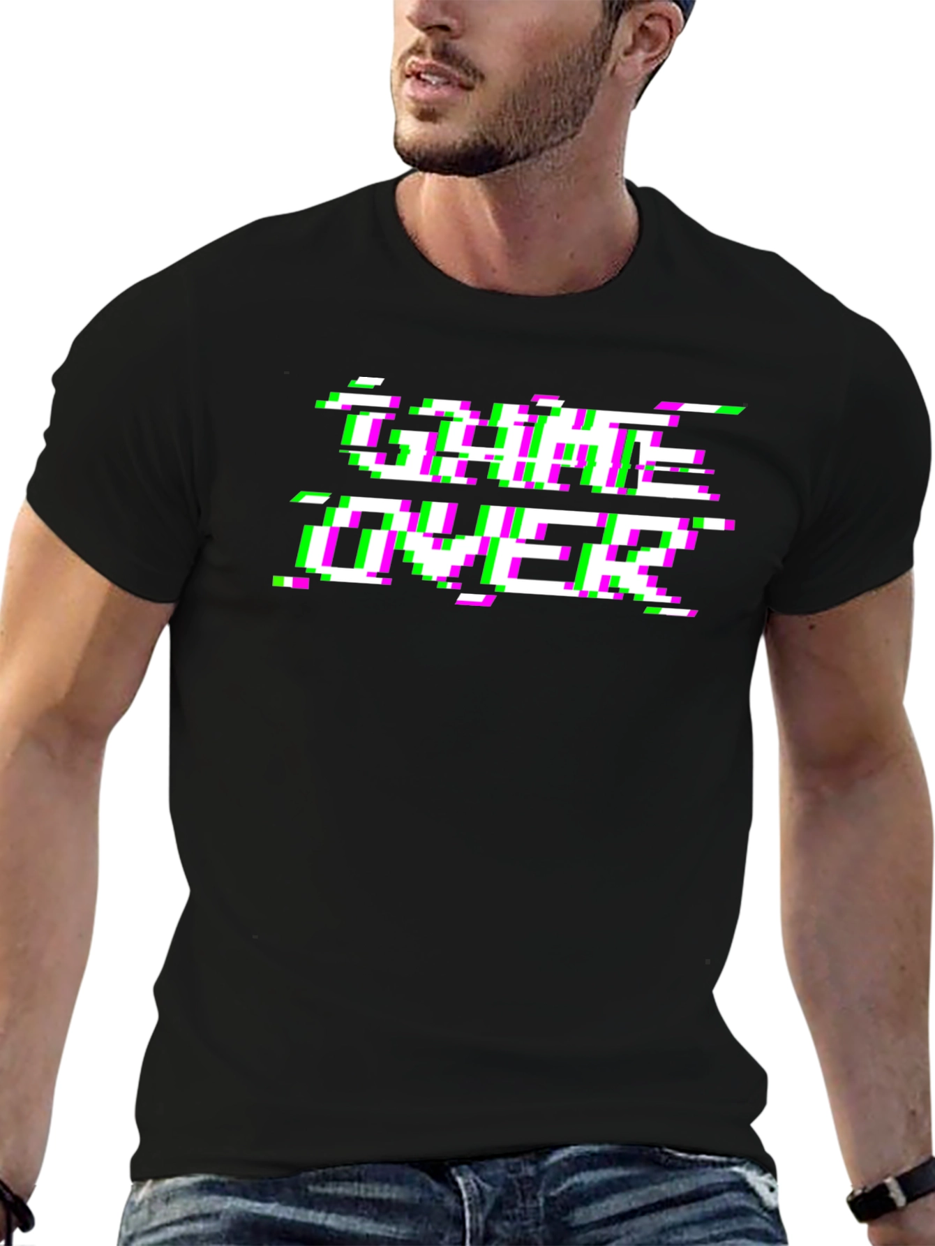 Game Over Glitch T-Shirt - Black Graphic Tee