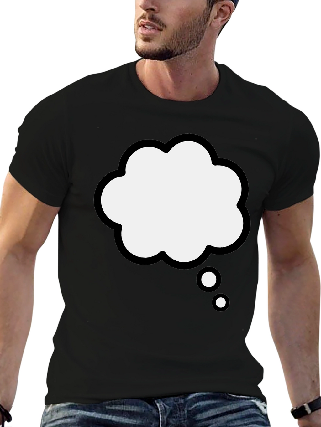 Thinking Cloud Graphic Tee - Black Cotton Blend