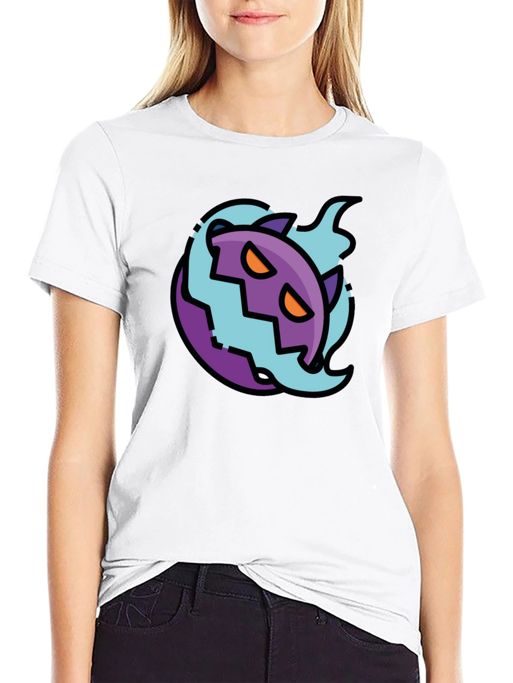 Spooky Cartoon Ghost Tee - Black