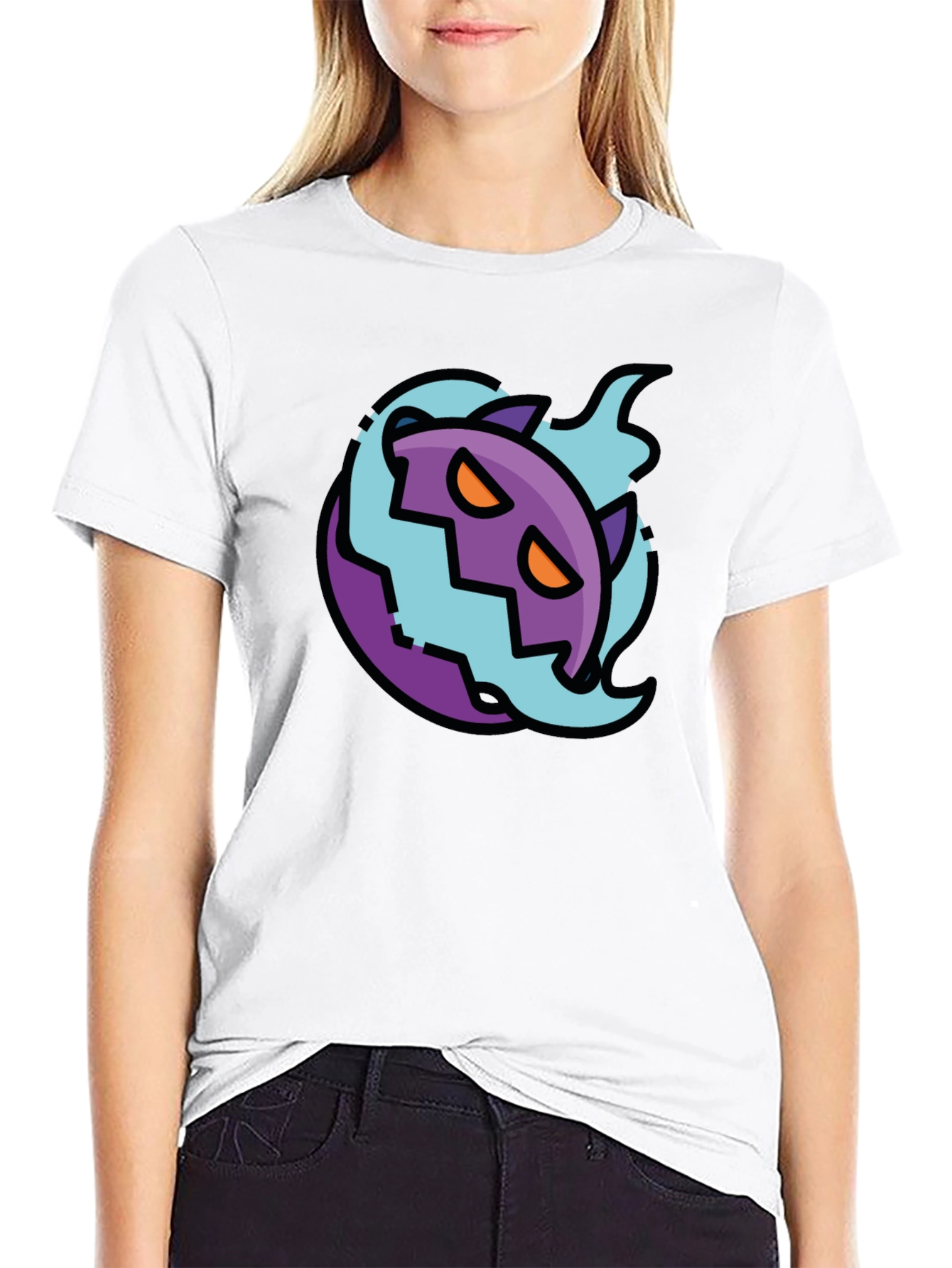 Spooky Cartoon Ghost Tee - Black