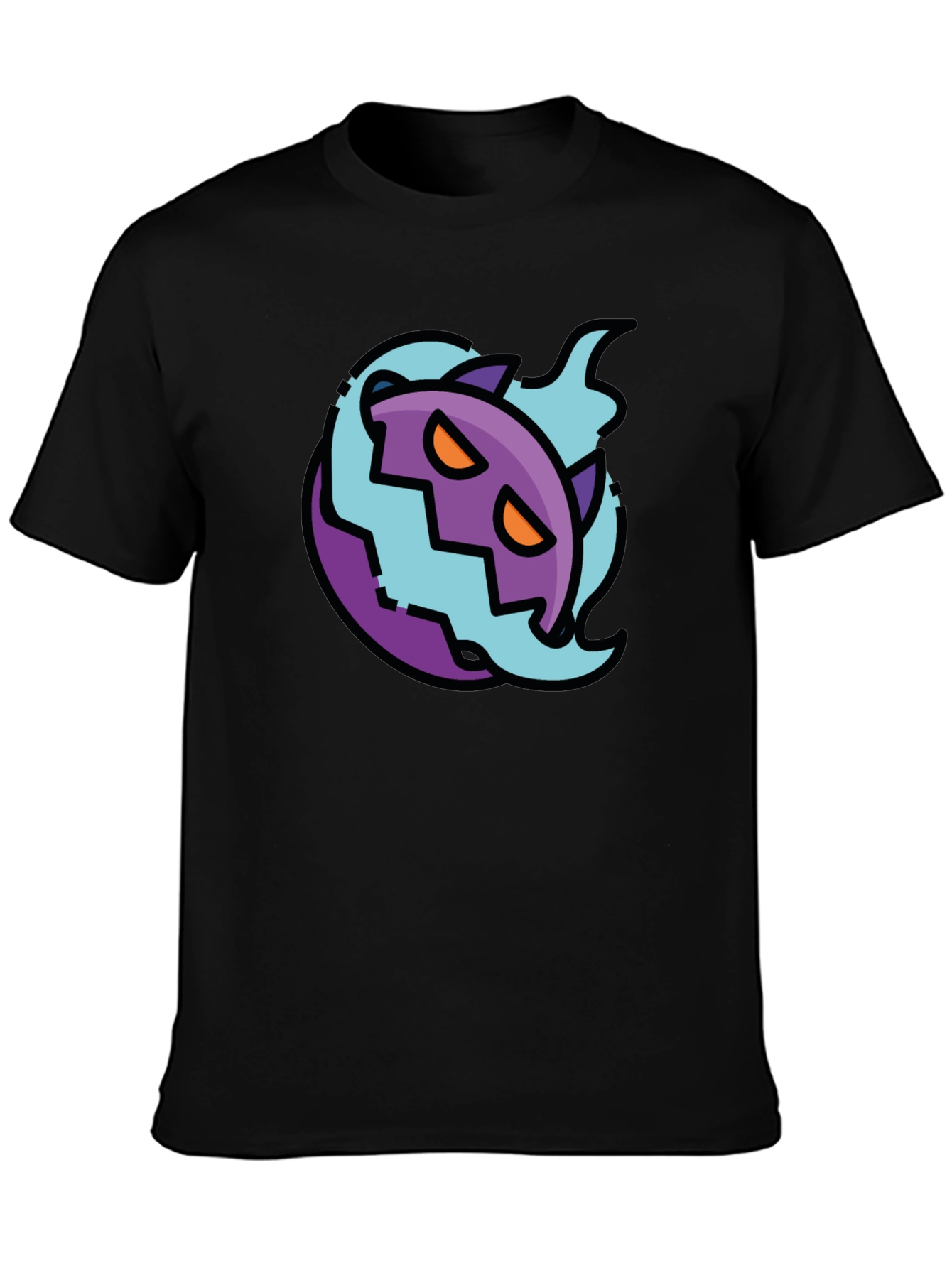 Spooky Cartoon Ghost Tee - Black