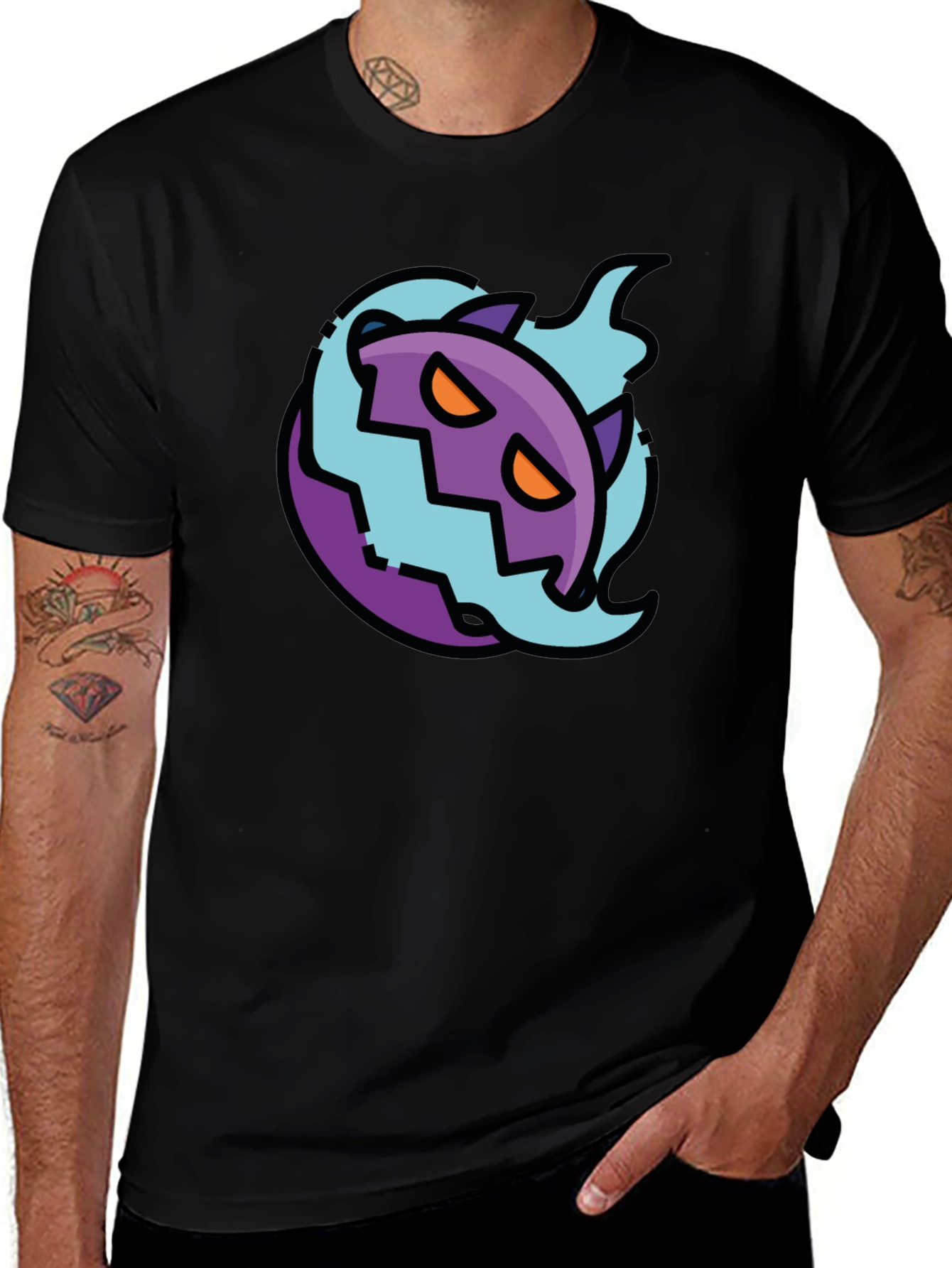 Spooky Cartoon Ghost Tee - Black