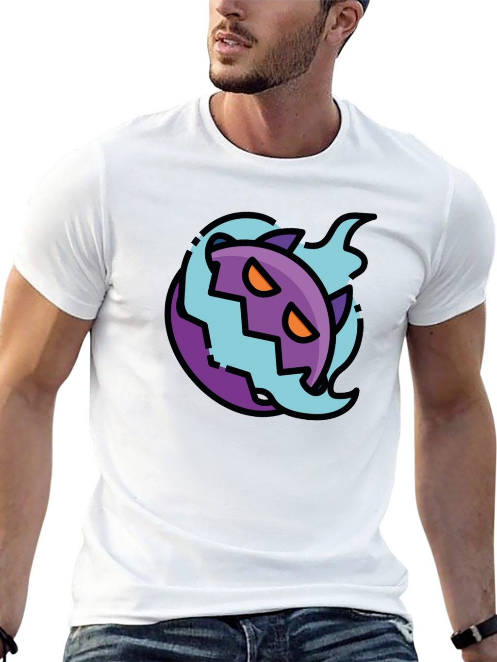 Spooky Cartoon Ghost Tee - Black