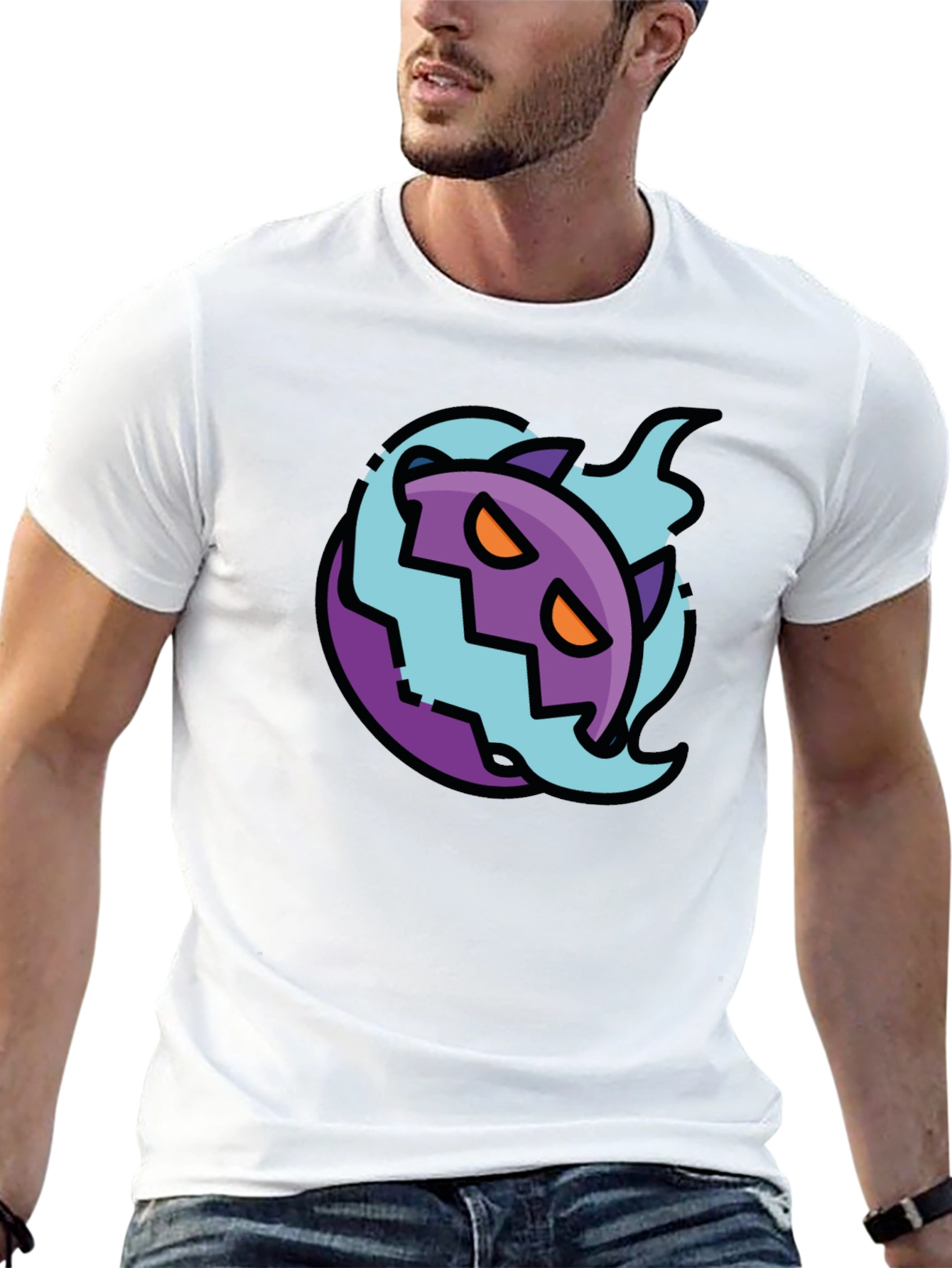 Spooky Cartoon Ghost Tee - Black