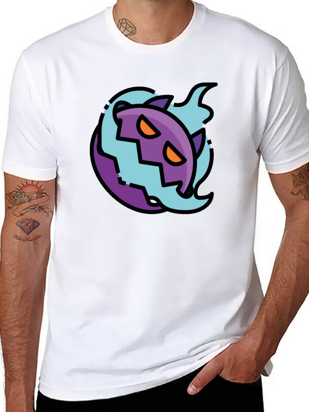Spooky Cartoon Ghost Tee - Black