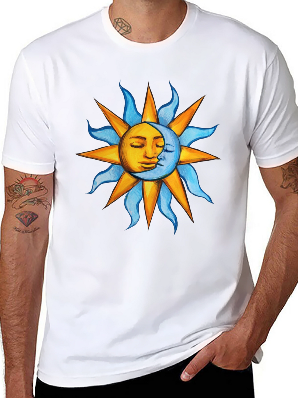 Celestial Sun and Moon Graphic T-Shirt