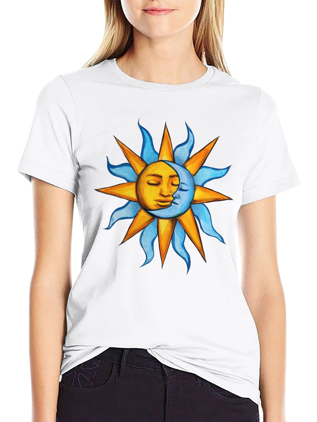 Celestial Sun and Moon Graphic T-Shirt