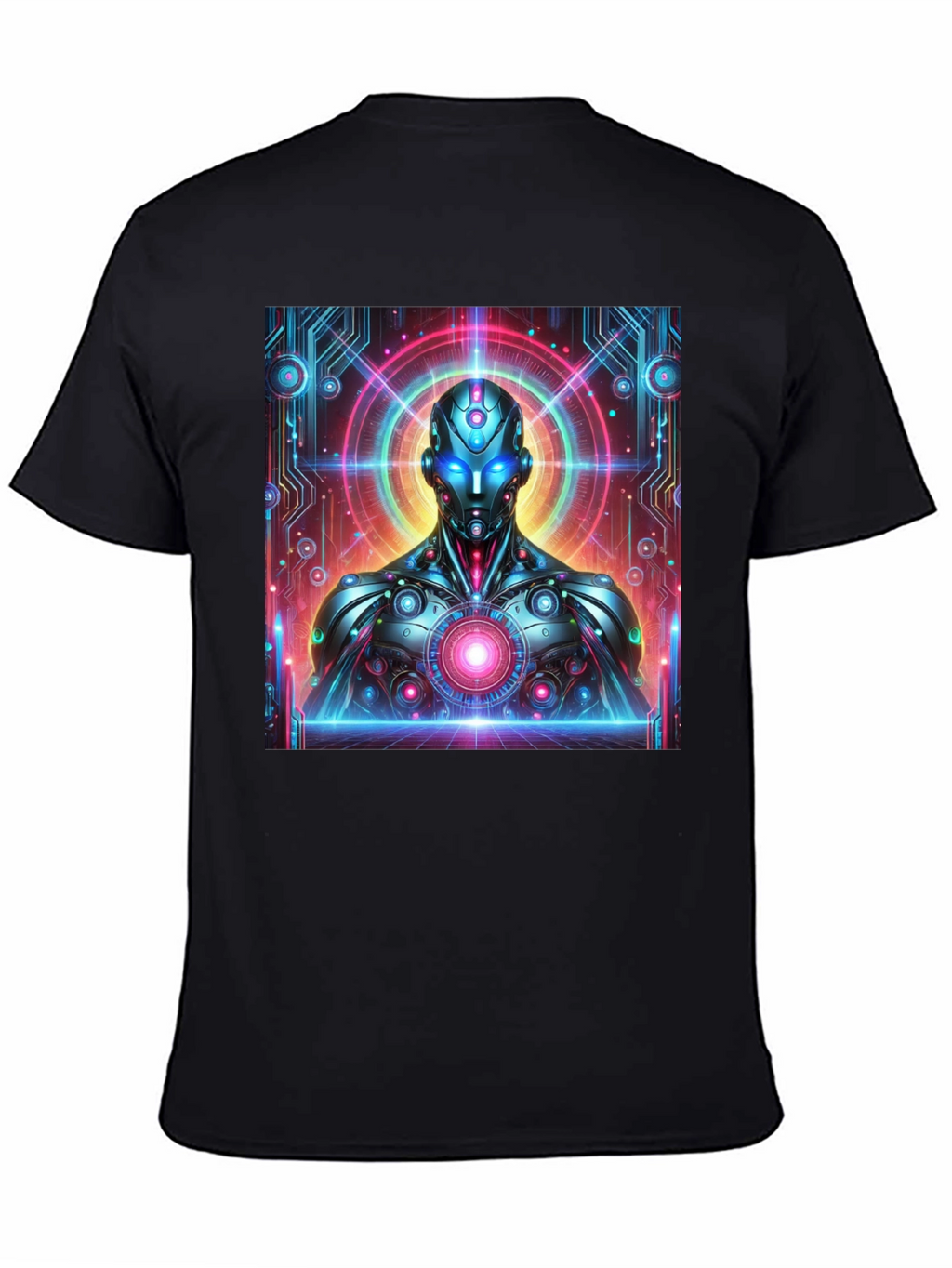 Futuristic Robot Graphic Tee - Black