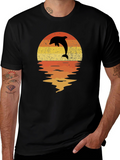 Dolphin Sunset Graphic Tee - Retro Style