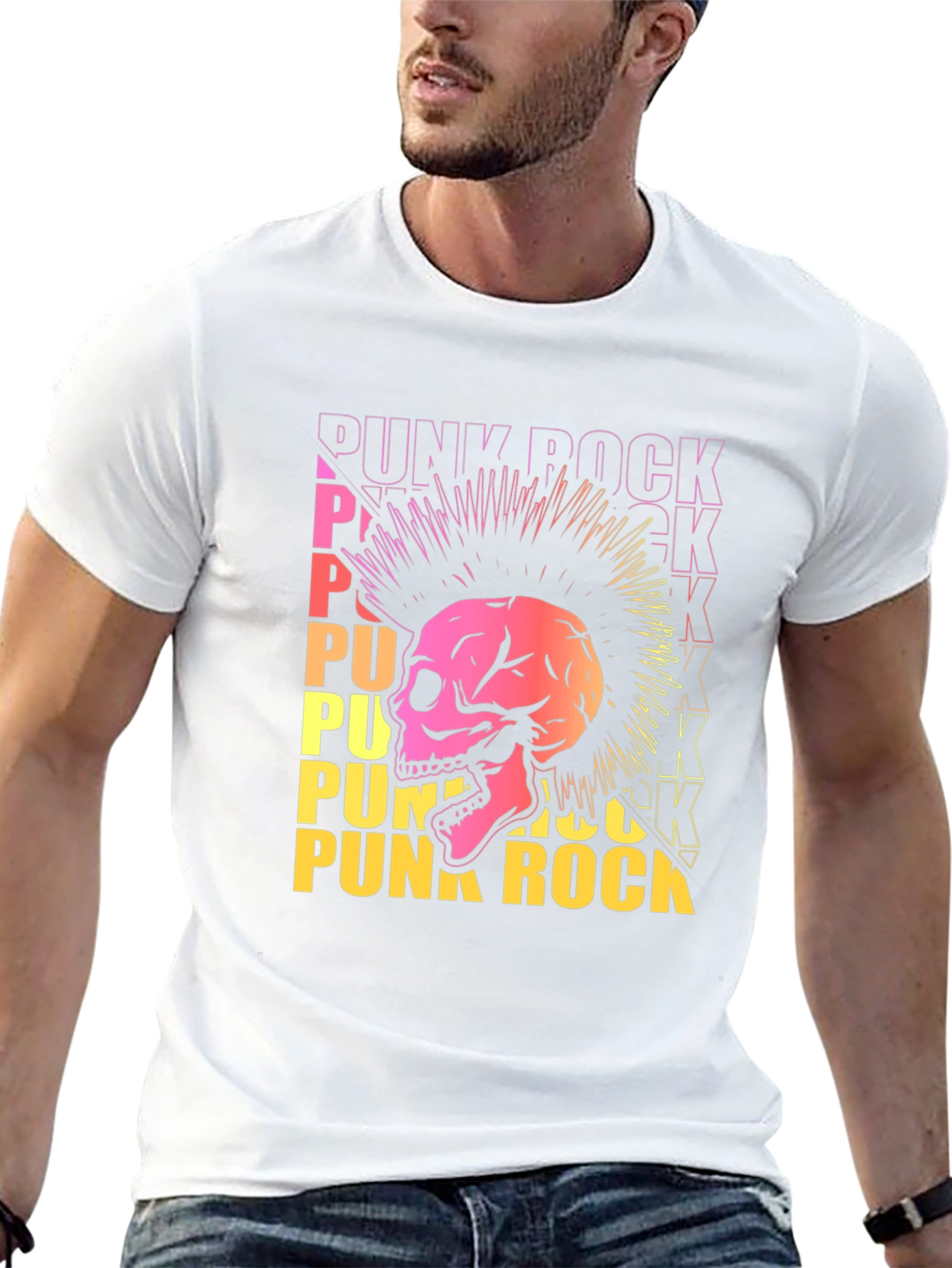 Punk Rock Skull Graphic Tee - Edgy Design