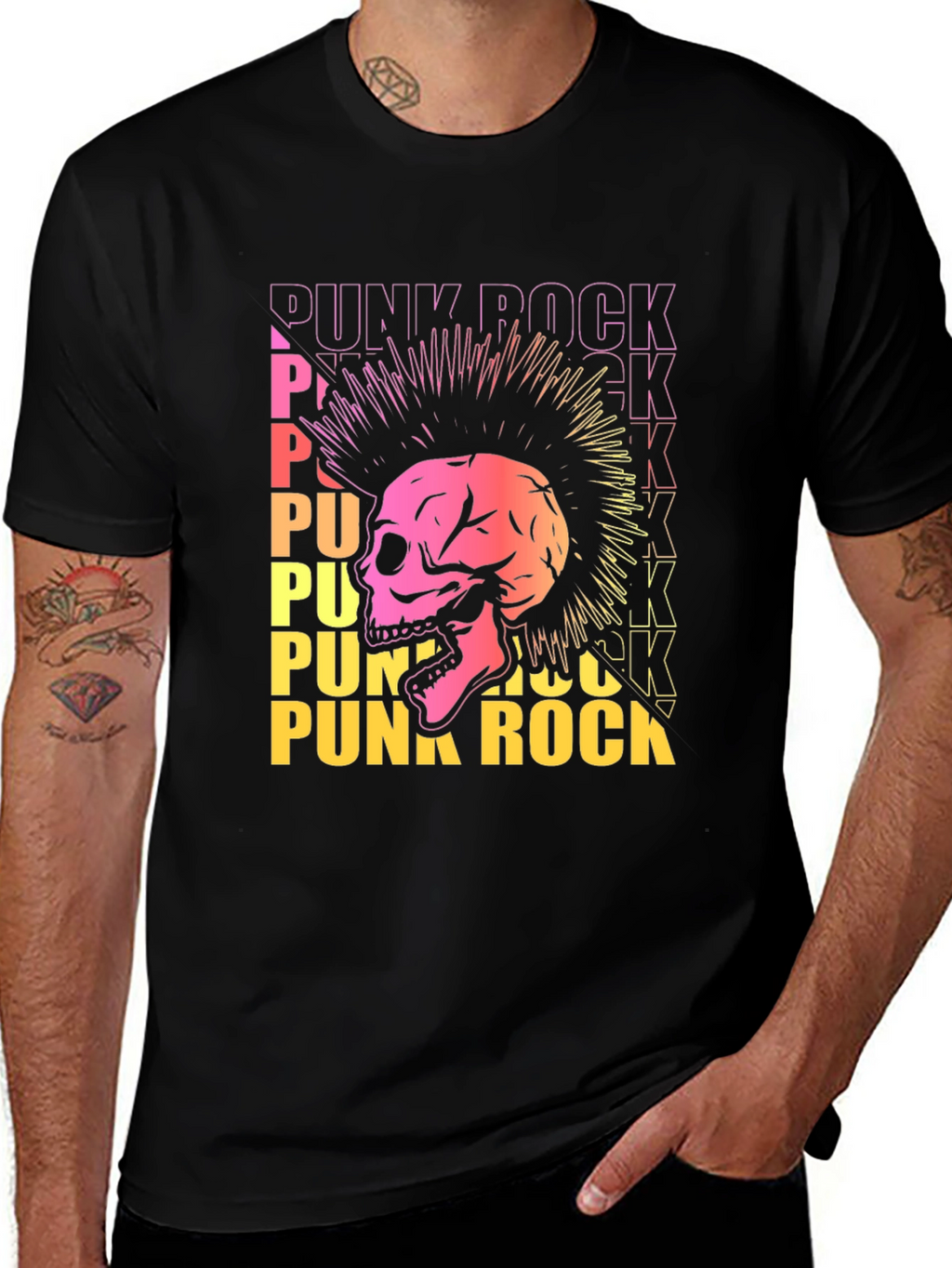 Punk Rock Skull Graphic Tee - Edgy Design