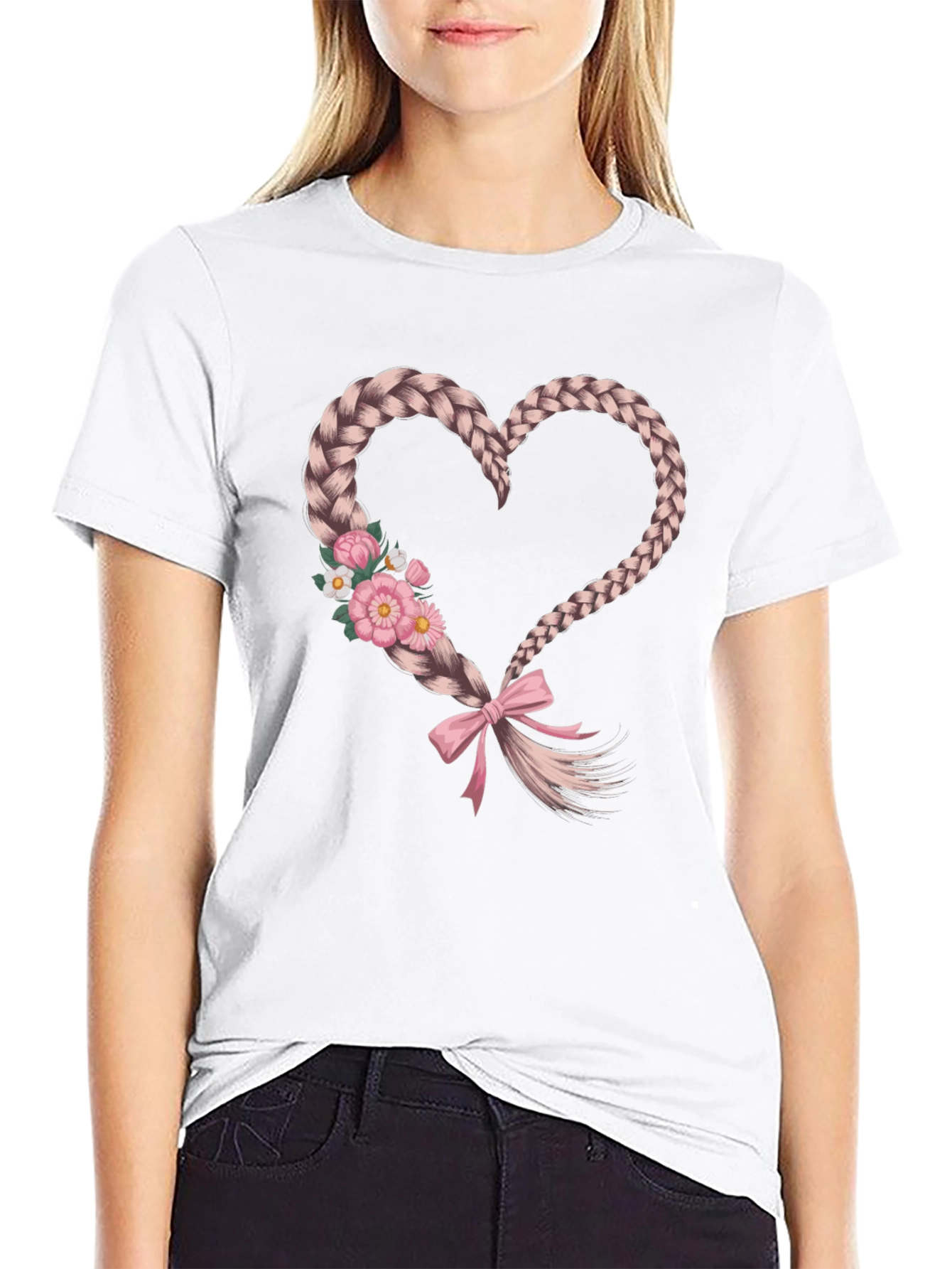 Braided Heart Tee - Stylish Graphic T-Shirt