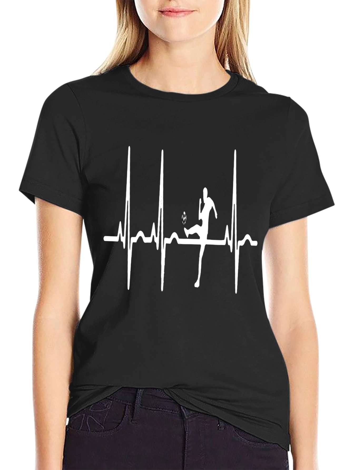 Soccer Heartbeat T-Shirt - Black Athlete Graphic Tee