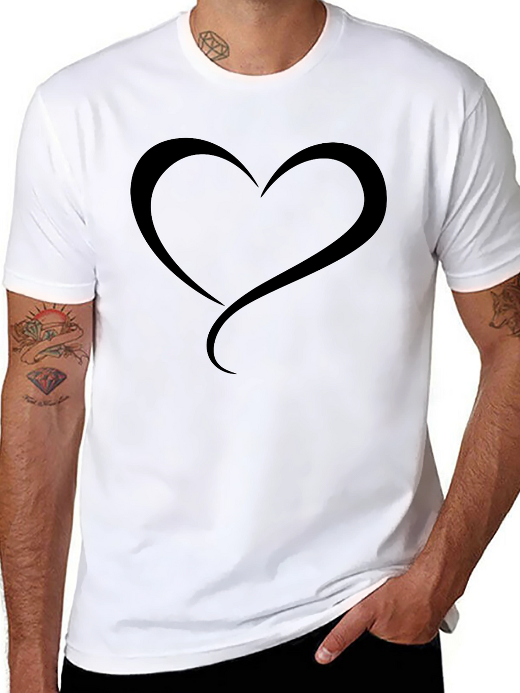 Mens Black Heart Graphic T-Shirt