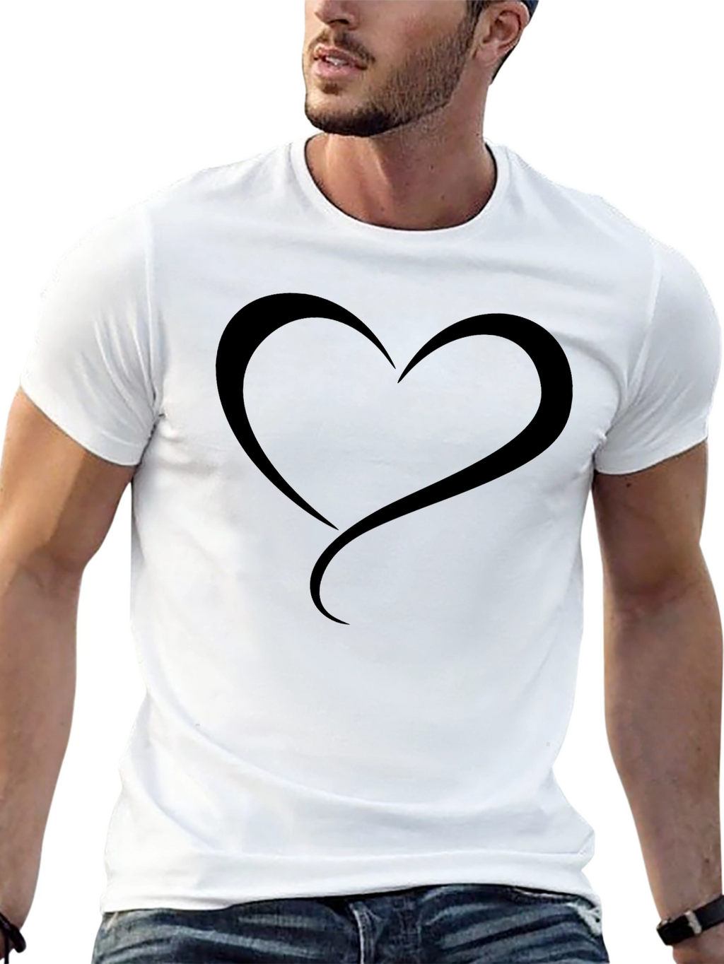 Mens Black Heart Graphic T-Shirt
