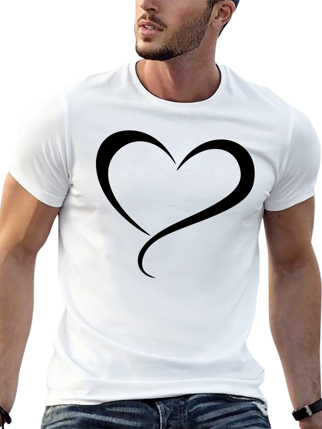 Mens Black Heart Graphic T-Shirt
