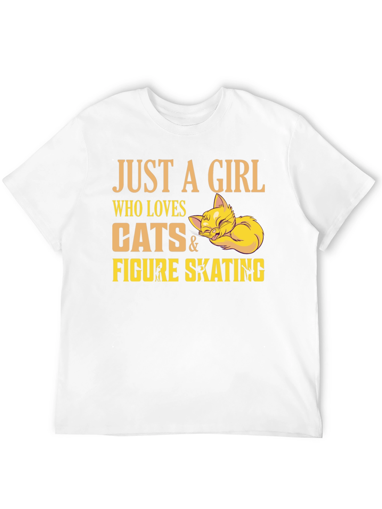 Girl Who Loves Cats & Figure Skating Black T-Shirt
