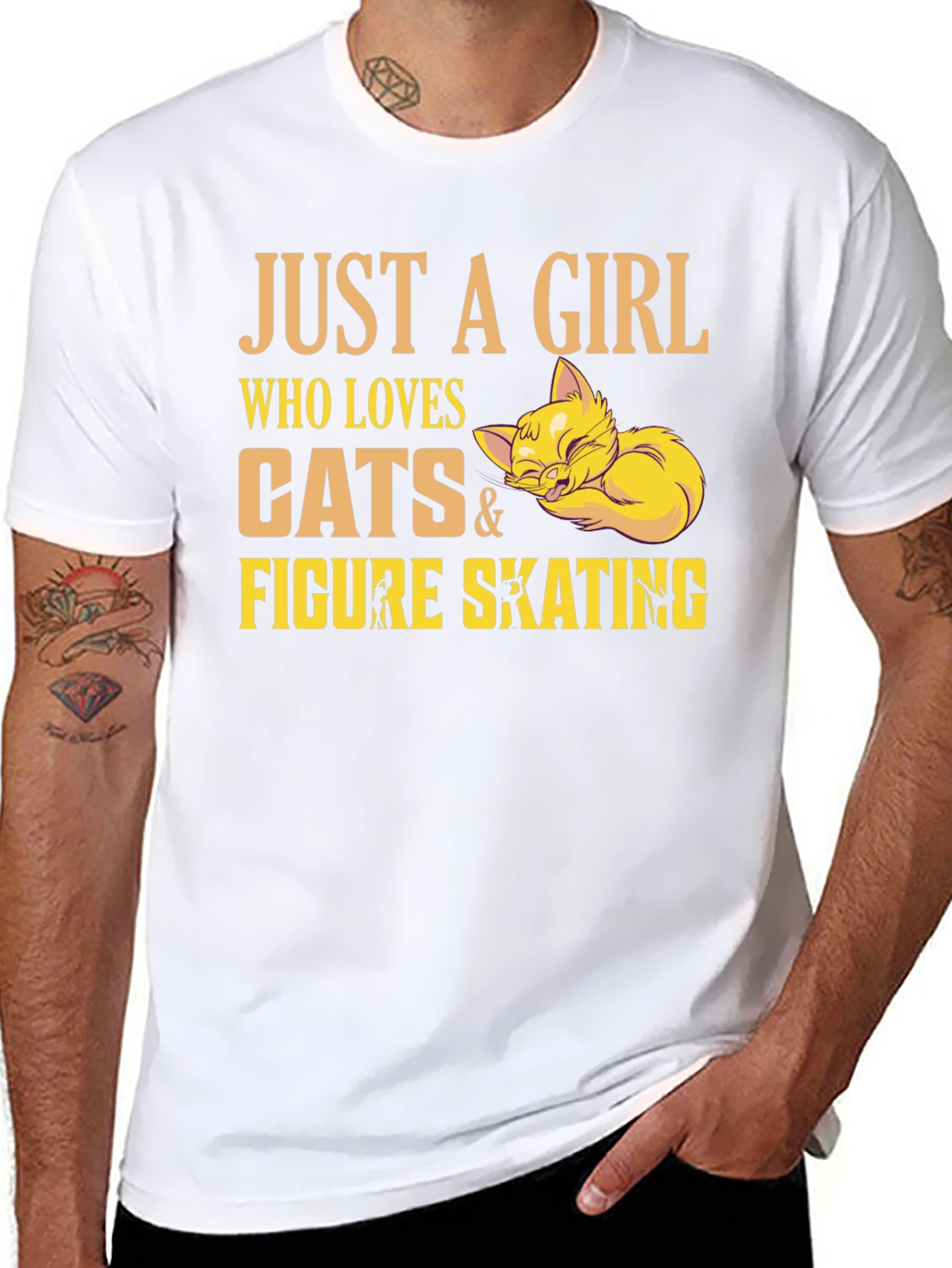 Girl Who Loves Cats & Figure Skating Black T-Shirt