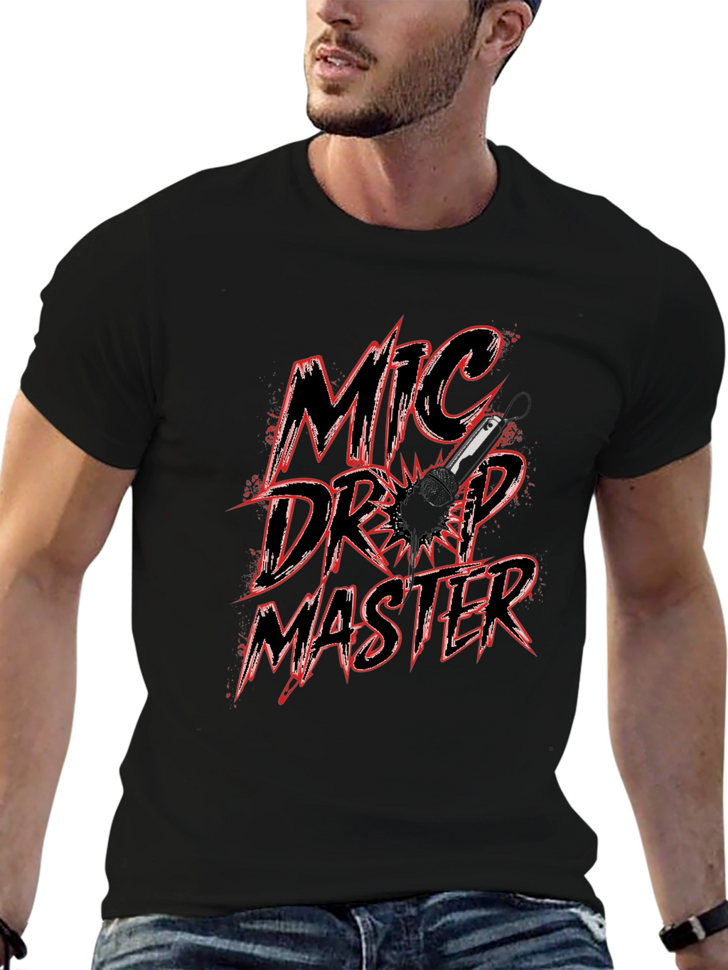 Mic Drop Master Graphic Tee - Black Cotton