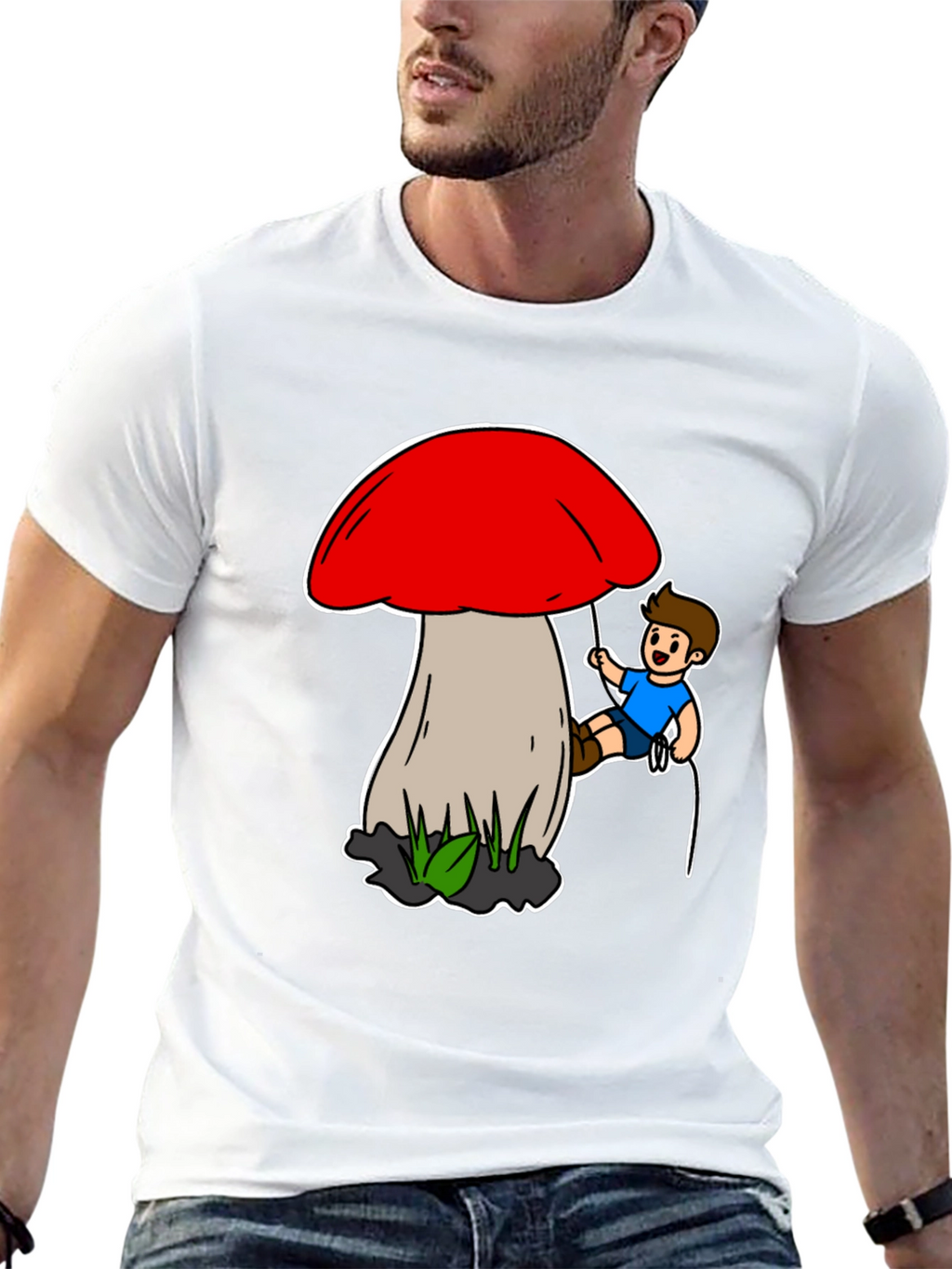 Mushroom Climber T-Shirt - Unique Cartoon Design